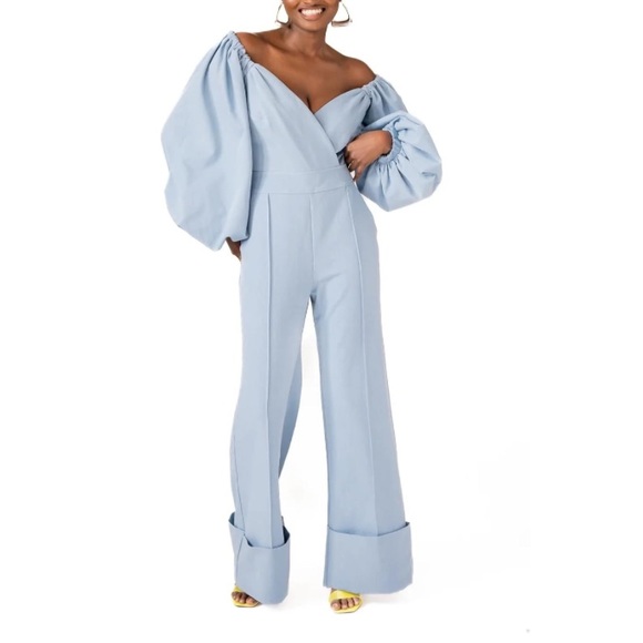 🎉Discover the perfect off-shoulder wide-leg jumpsuit lux 100% cotton -size 4XL! - Picture 2 of 7